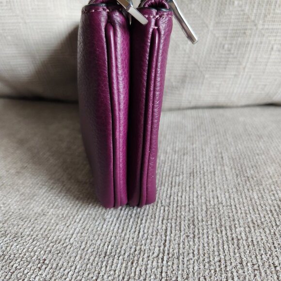 COACH Double zip crossbody pebble leather Deep Berry/purple EUC travel - Picture 10 of 14